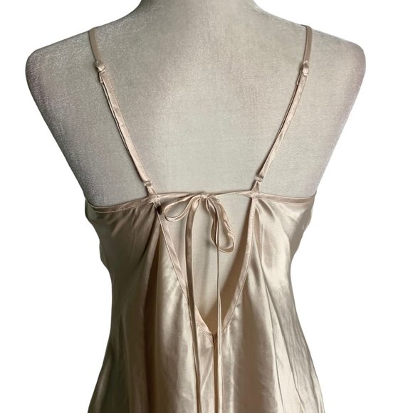 California Dynasty Sleeveless Nightgown Slip M Peach Beaded Adjustable Straps - Picture 5 of 7